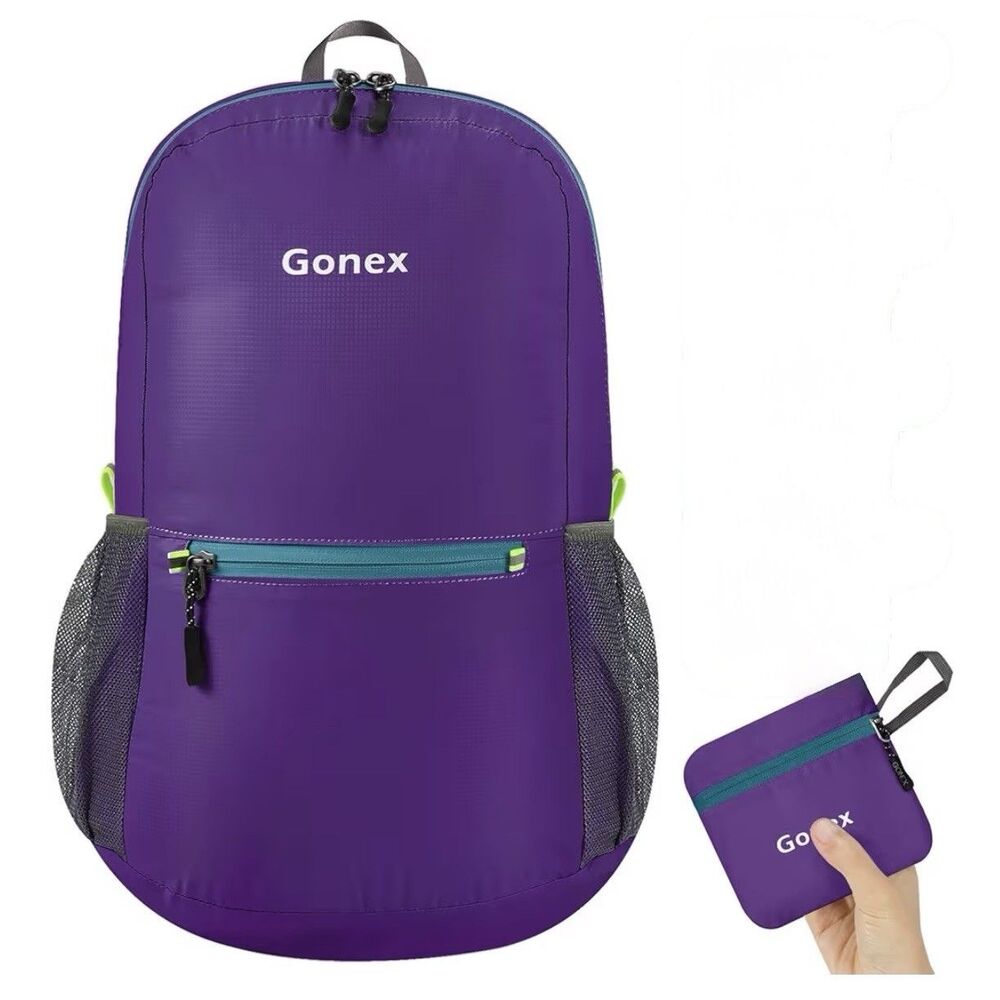 GONEX Ultra Lightweight Foldable 20L Purple Water Resistant Backpack (Bx 4)
